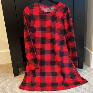 Black and red plaid midi dress medium